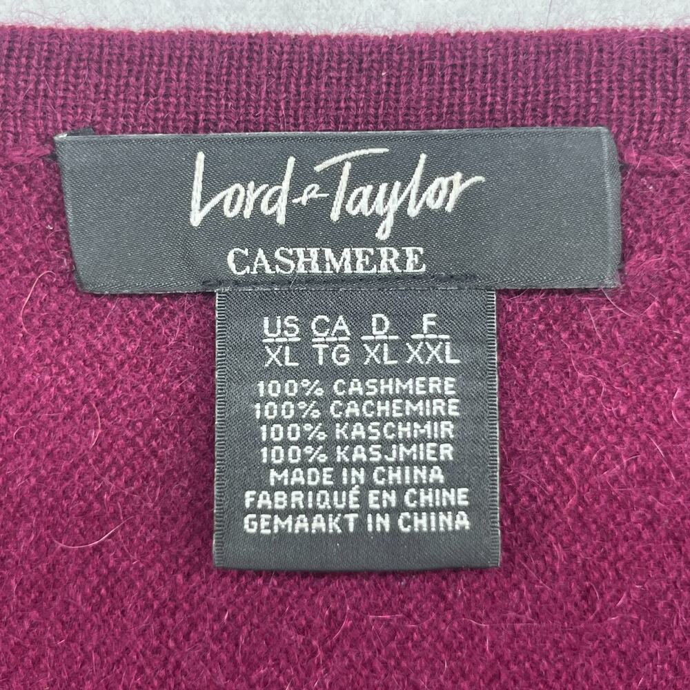 LORD & TAYLOR Sweater Womens XL Cashmere V-Neck Asymmetric Tunic Pullover Red - Picture 5 of 8